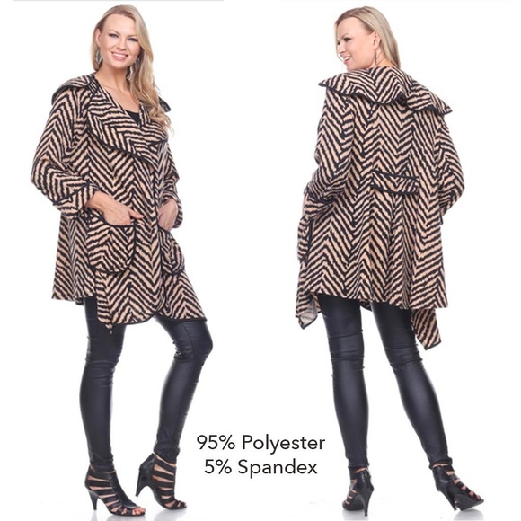 Stylish Coats Tan and Zebra Print - Picture 4 of 6